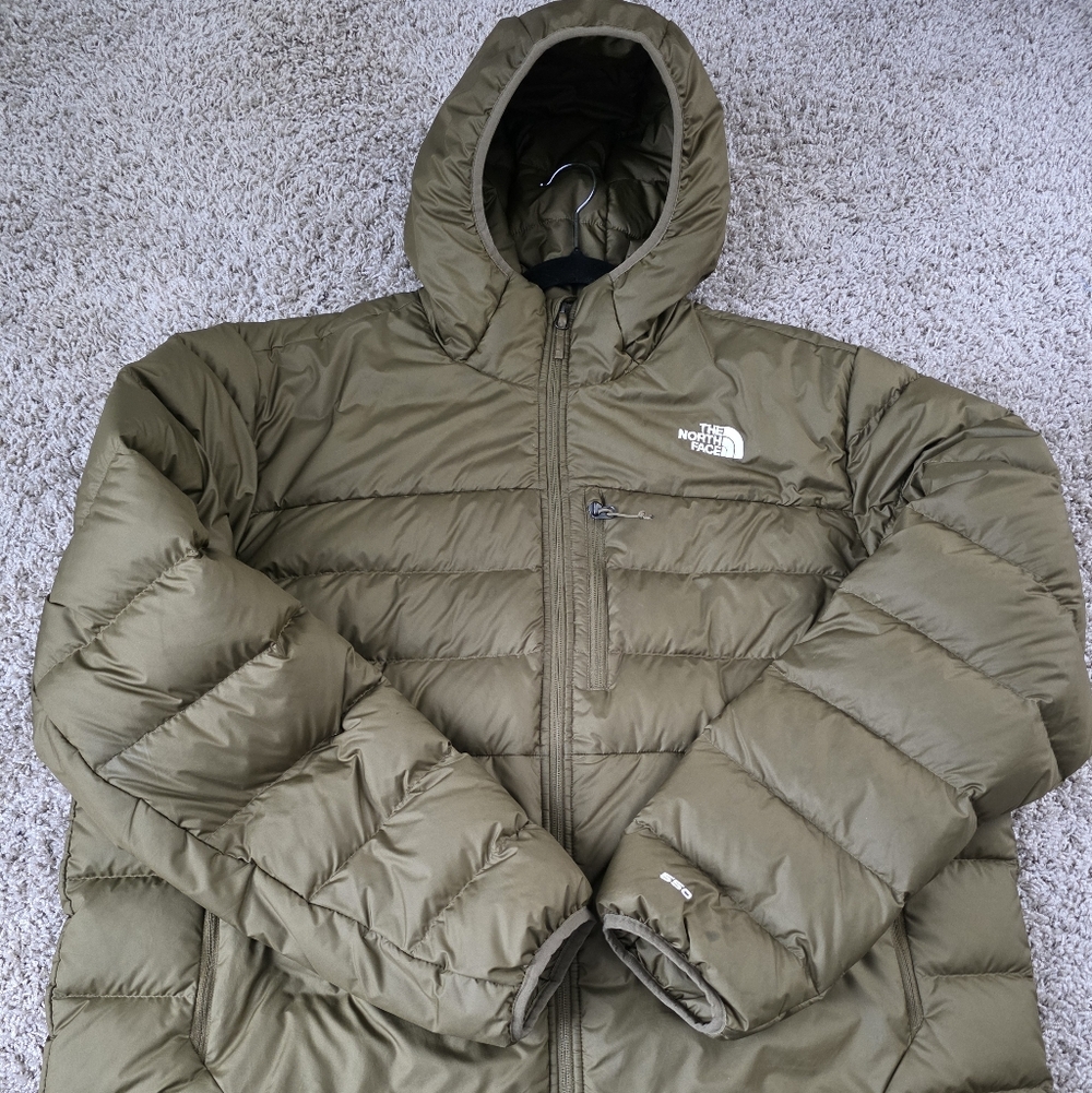 The North Face Olive Green Hooded Puffer Jacket